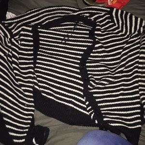 Forever 21 Black and White Striped Cardigan